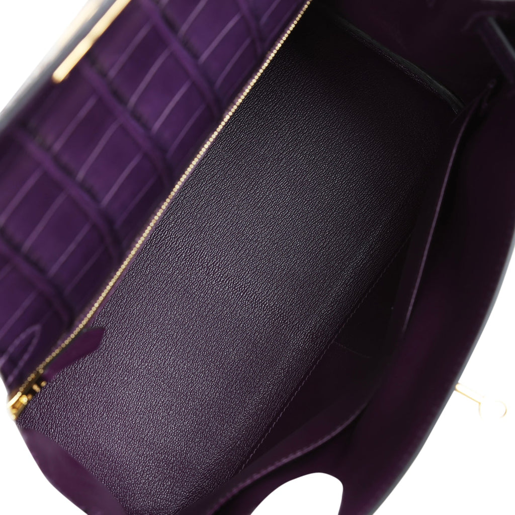 Hermès Kelly Retourne 28 Amethyst Matte Faux Leather Gold Hardware