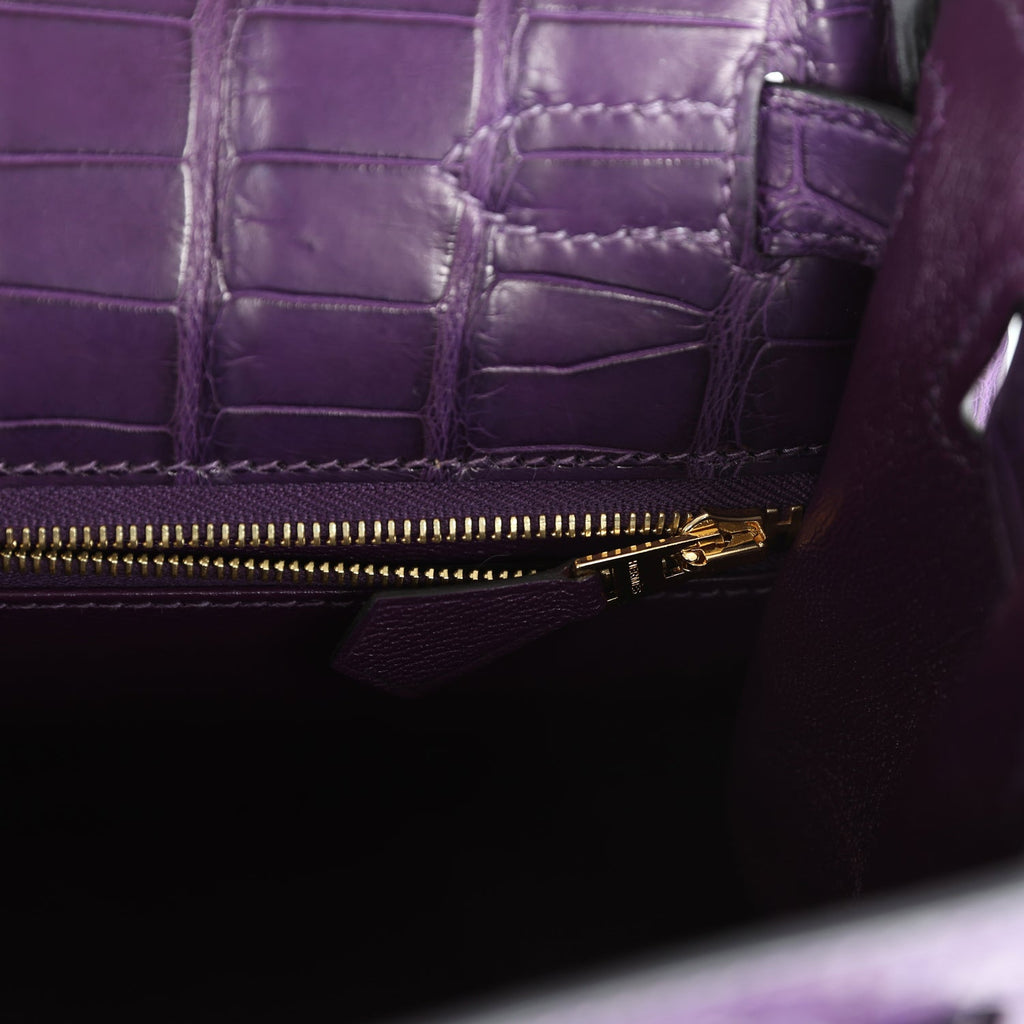 Hermès Kelly Retourne 28 Amethyst Matte Faux Leather Gold Hardware