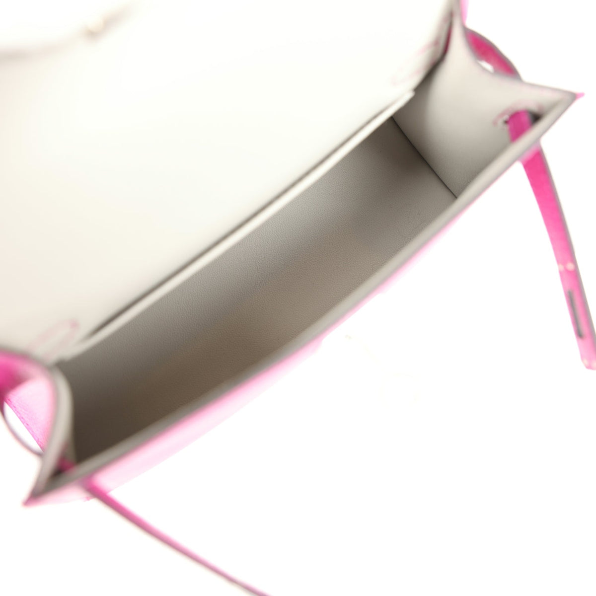 Hermès Special Order (HSS) Kelly Sellier 20 Rose Pourpre Verso Epsom Palladium Hardware