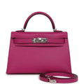 Hermès Special Order (HSS) Kelly Sellier 20 Rose Pourpre Verso Epsom Palladium Hardware