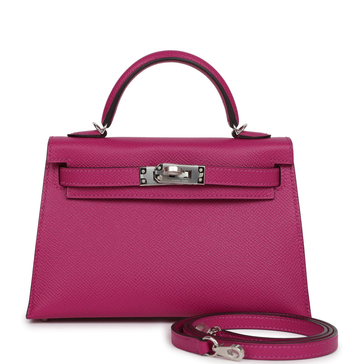 Hermès Special Order (HSS) Kelly Sellier 20 Rose Pourpre Verso Epsom Palladium Hardware