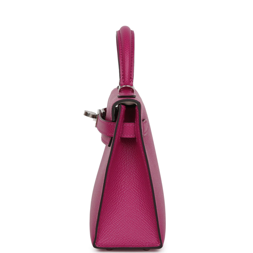 Hermès Special Order (HSS) Kelly Sellier 20 Rose Pourpre Verso Epsom Palladium Hardware