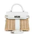 Hermès Mini Picnic Kelly 20 White Swift Palladium Hardware