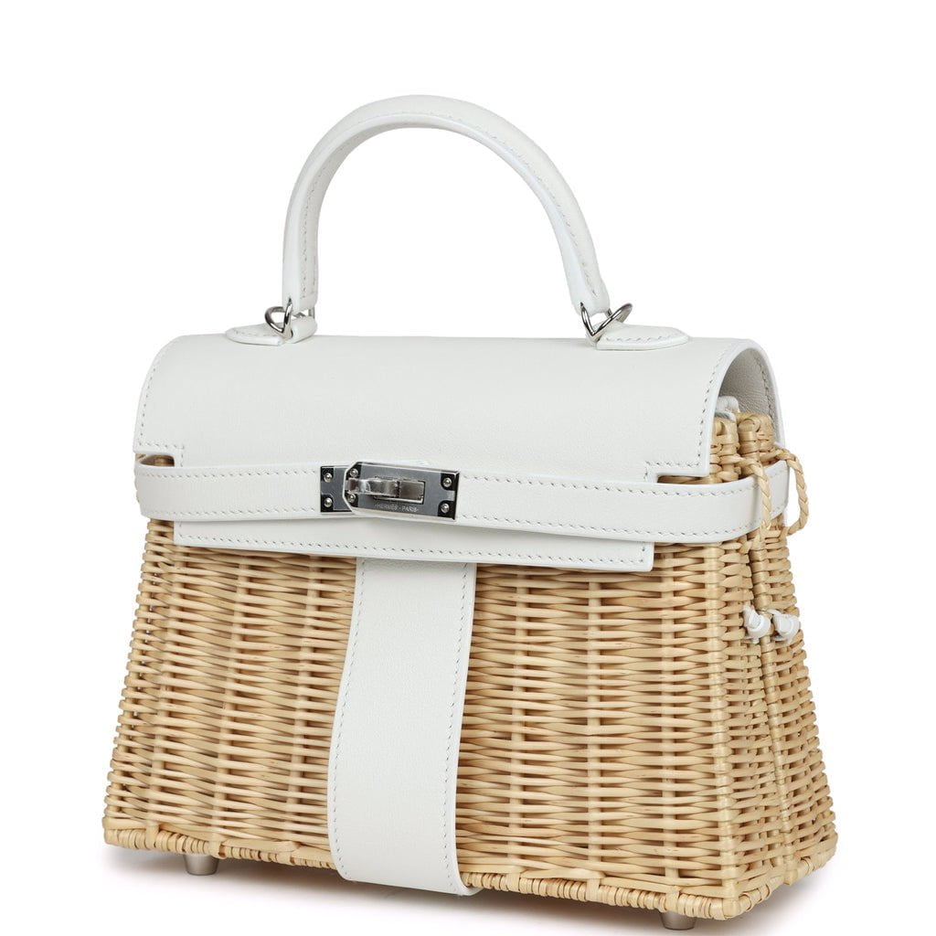 Hermès Mini Picnic Kelly 20 White Swift Palladium Hardware