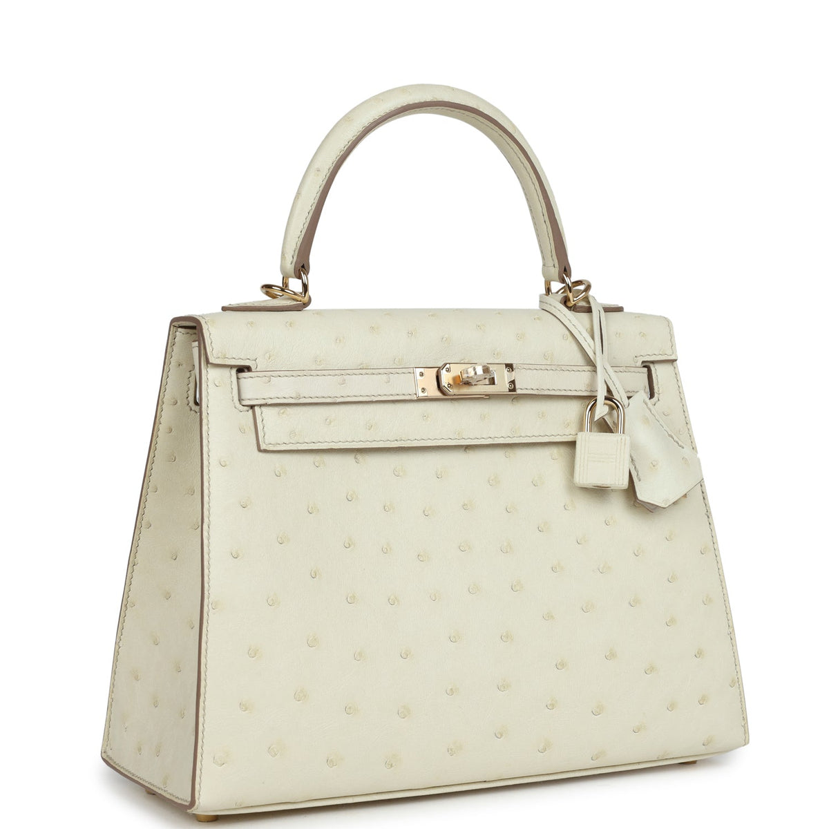 Hermès Special Order (HSS) Kelly Sellier 25 Nata Verso Ostrich Permabrass Hardware