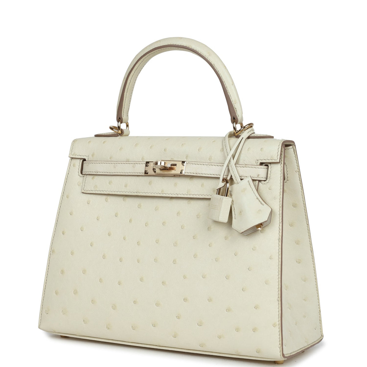 Hermès Special Order (HSS) Kelly Sellier 25 Nata Verso Ostrich Permabrass Hardware