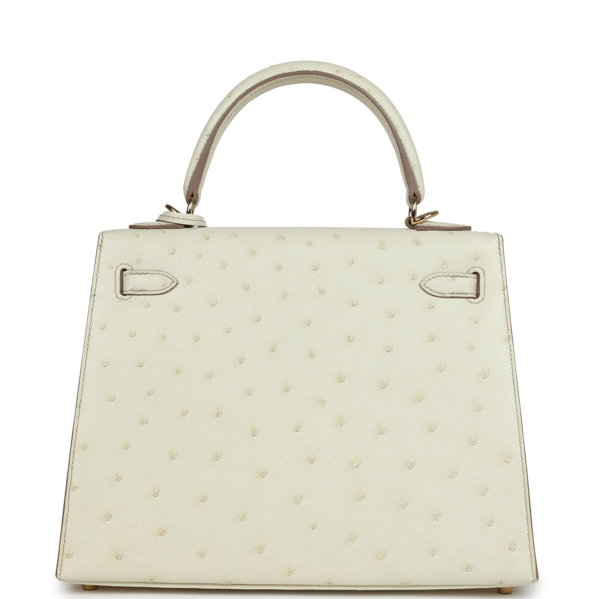 Hermès Special Order (HSS) Kelly Sellier 25 Nata Verso Ostrich Permabrass Hardware