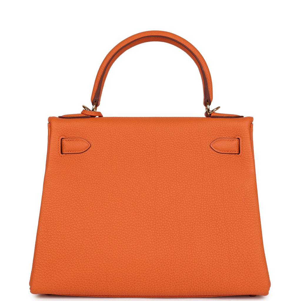 Hermès Kelly Retourne 28 Orange Togo Gold Hardware
