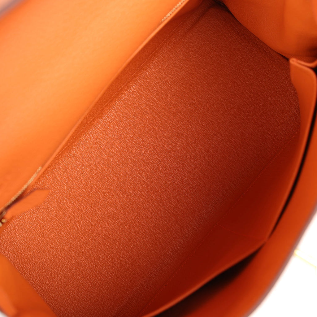 Hermès Kelly Retourne 28 Orange Togo Gold Hardware