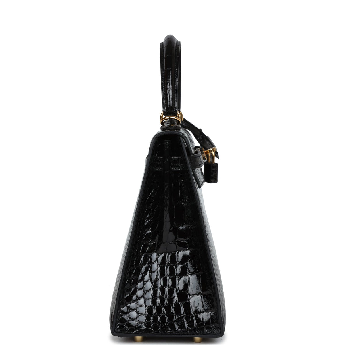 Hermès Kelly Sellier 25 Black Shiny Faux Leather Gold Hardware