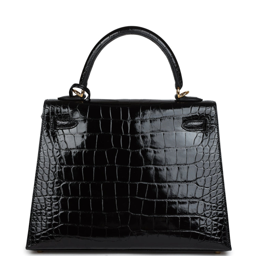 Hermès Kelly Sellier 25 Black Shiny Faux Leather Gold Hardware