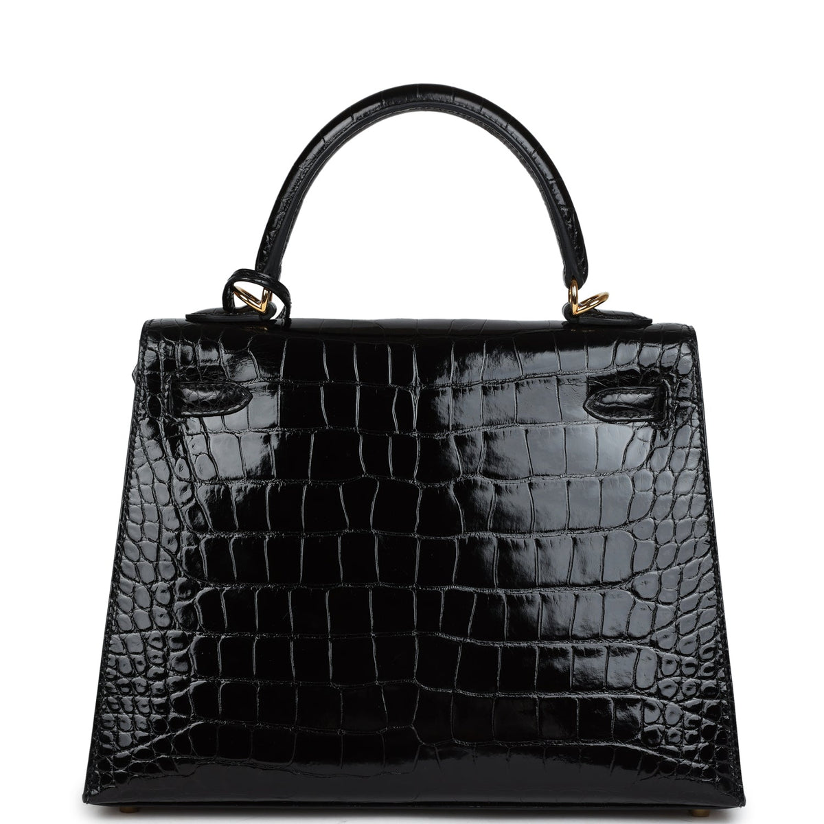 Hermès Kelly Sellier 25 Black Shiny Faux Leather Gold Hardware