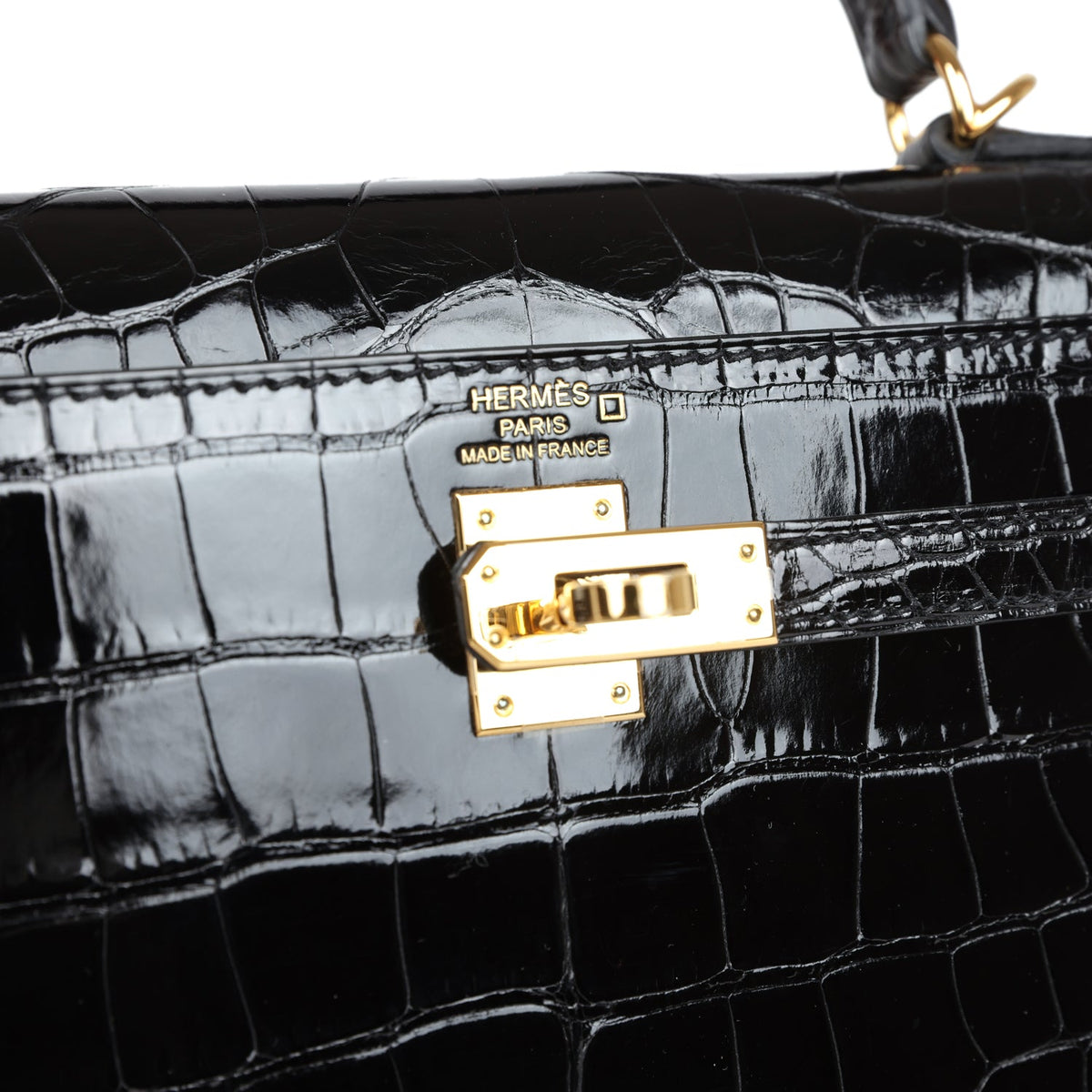 Hermès Kelly Sellier 25 Black Shiny Faux Leather Gold Hardware
