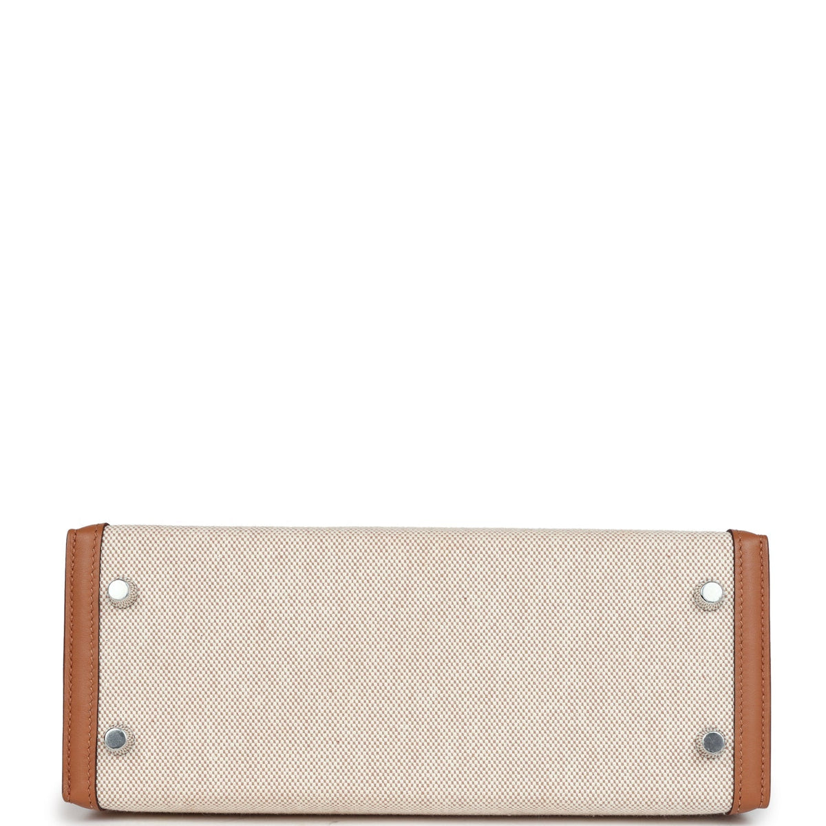 Hermès Kelly Sellier 25 Gold Swift and Ecru Toile Palladium Hardware
