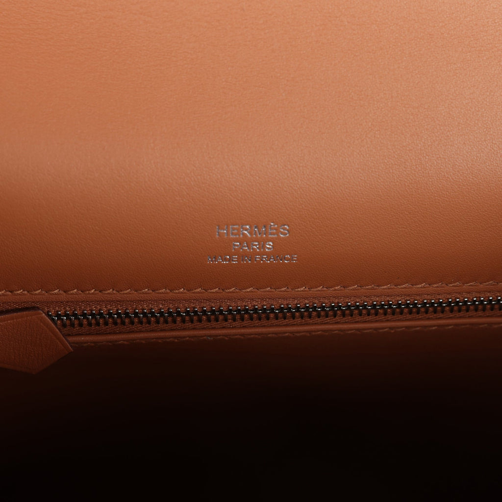 Hermès Kelly Sellier 25 Gold Swift and Ecru Toile Palladium Hardware