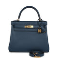 Hermès Kelly Retourne 28 Deep Bleu Evercolor Gold Hardware