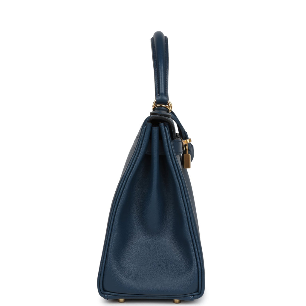Hermès Kelly Retourne 28 Deep Bleu Evercolor Gold Hardware