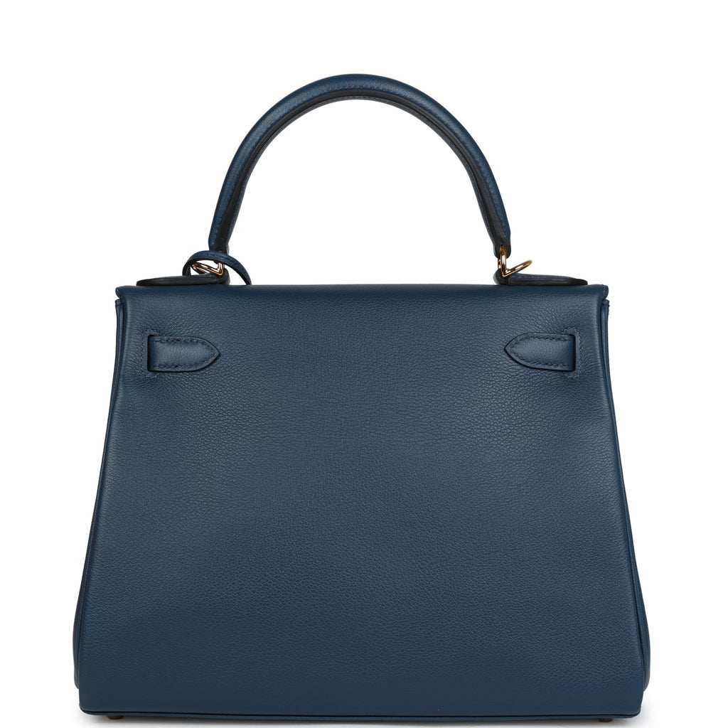 Hermès Kelly Retourne 28 Deep Bleu Evercolor Gold Hardware