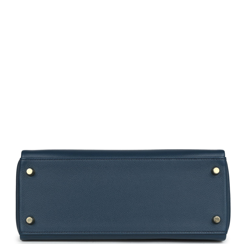 Hermès Kelly Retourne 28 Deep Bleu Evercolor Gold Hardware