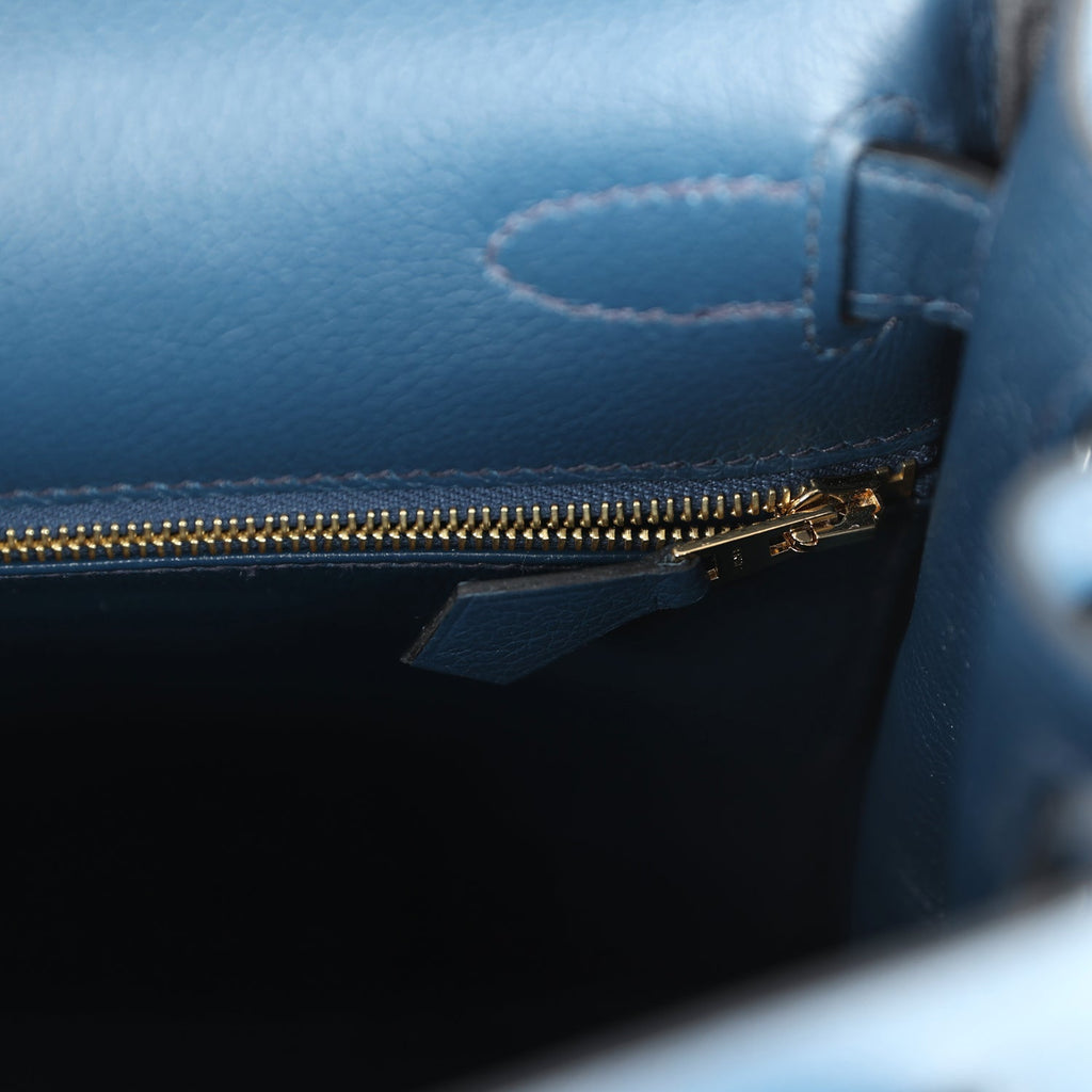 Hermès Kelly Retourne 28 Deep Bleu Evercolor Gold Hardware