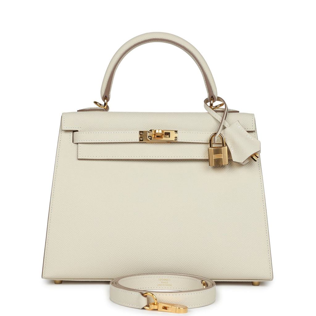 Hermès Kelly Sellier 25 Craie Epsom Gold Hardware