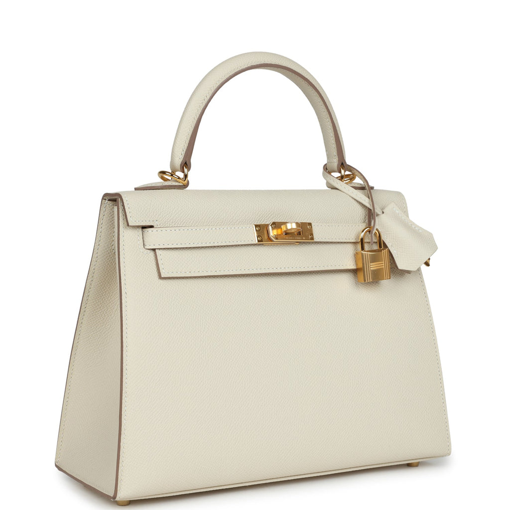 Hermès Kelly Sellier 25 Craie Epsom Gold Hardware