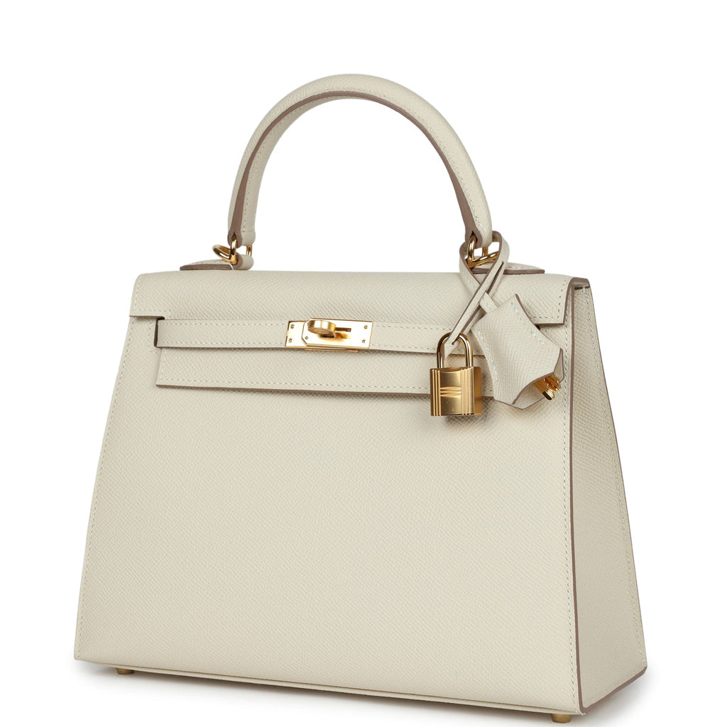 Hermès Kelly Sellier 25 Craie Epsom Gold Hardware