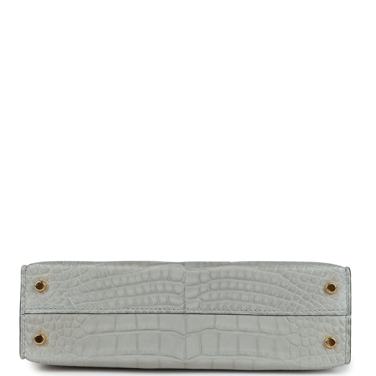 Hermès Special Order (HSS) Kelly Sellier 20 Gris Perle and Bleu de Malte Matte Faux Leather Gold Hardware
