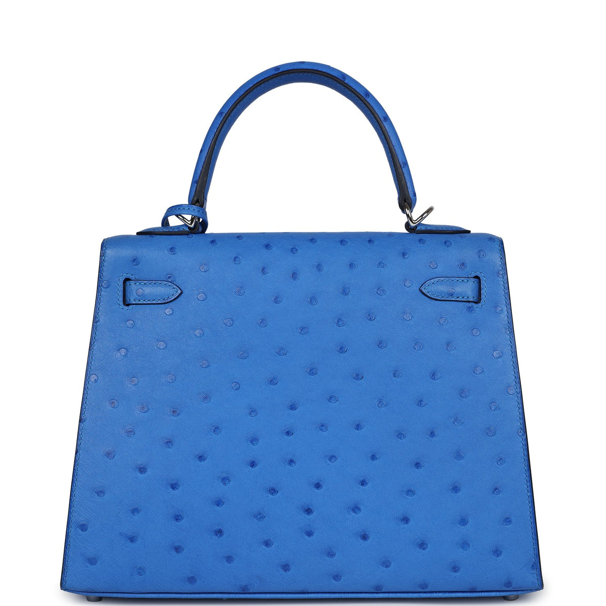 Hermès Kelly Sellier 25 Bleuet Ostrich Palladium Hardware