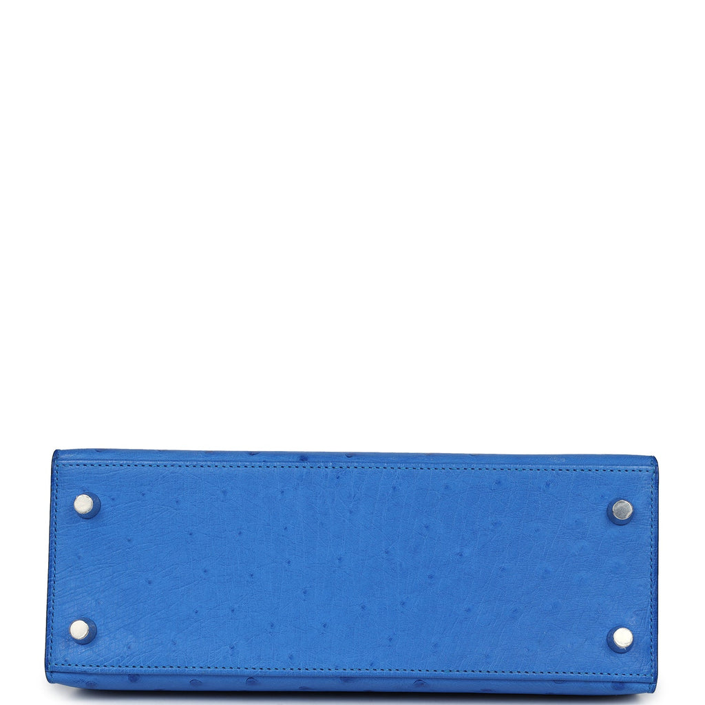 Hermès Kelly Sellier 25 Bleuet Ostrich Palladium Hardware