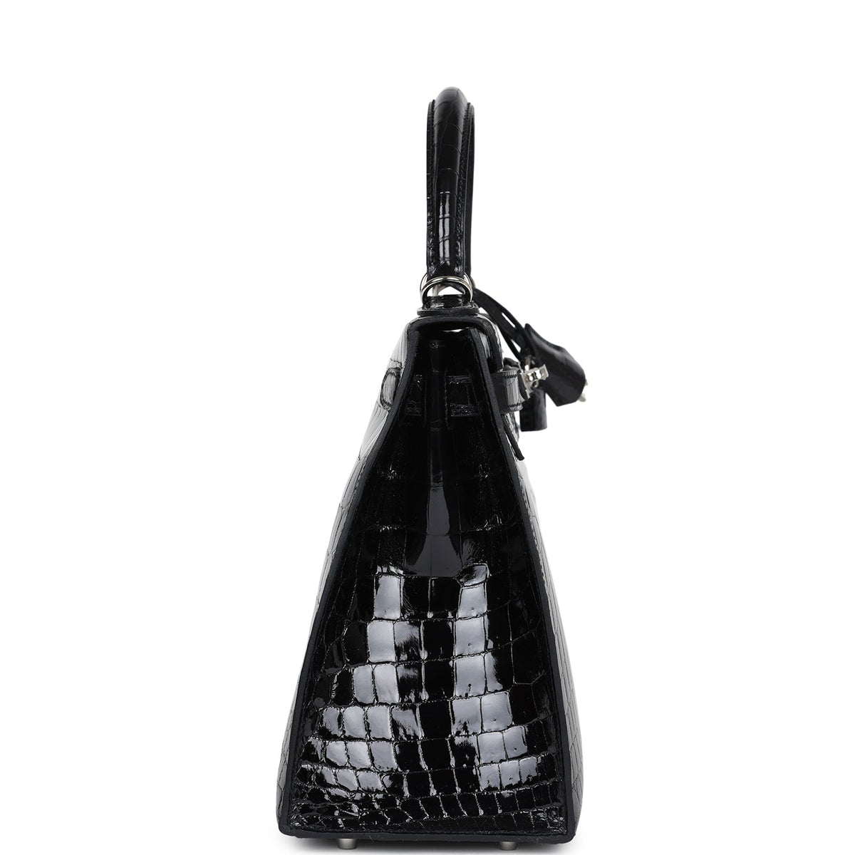 Hermès Kelly Sellier 28 Black Shiny Faux Leather Palladium Hardware