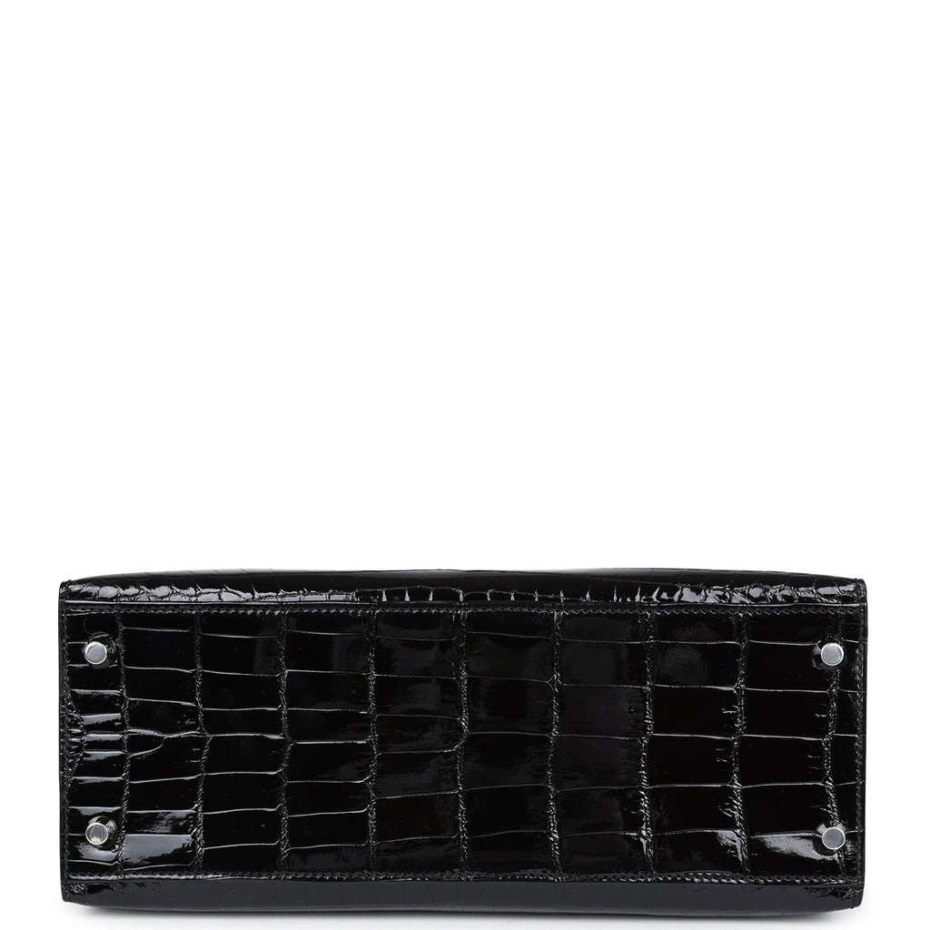 Hermès Kelly Sellier 28 Black Shiny Faux Leather Palladium Hardware