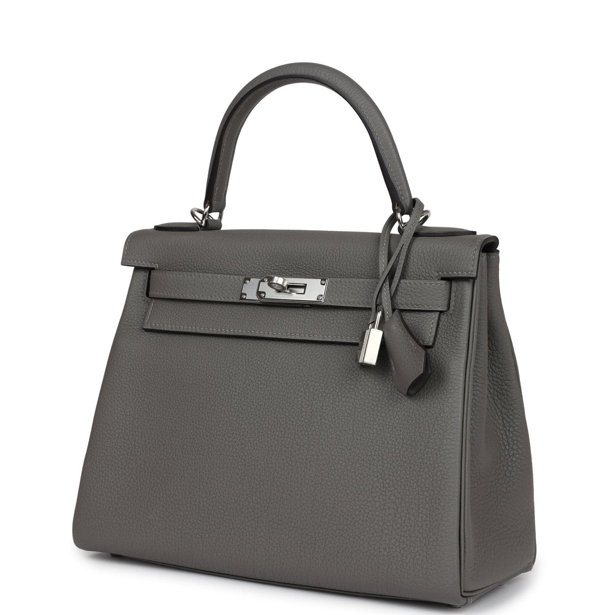 Hermès Kelly Retourne 28 Gris Meyer Togo Palladium Hardware