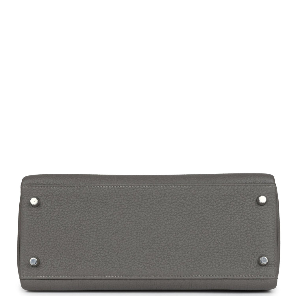 Hermès Kelly Retourne 28 Gris Meyer Togo Palladium Hardware