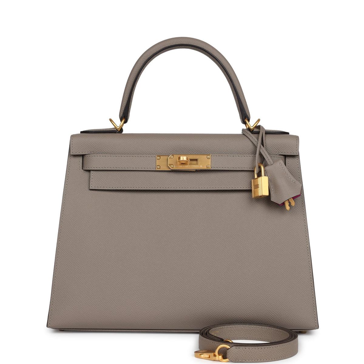 Hermès Special Order (HSS) Kelly Sellier 28 Gris Asphalte Verso Epsom Brushed Gold Hardware