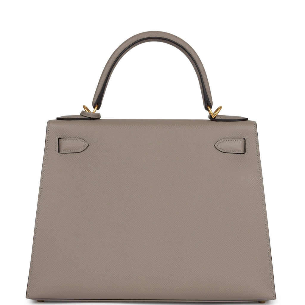 Hermès Special Order (HSS) Kelly Sellier 28 Gris Asphalte Verso Epsom Brushed Gold Hardware