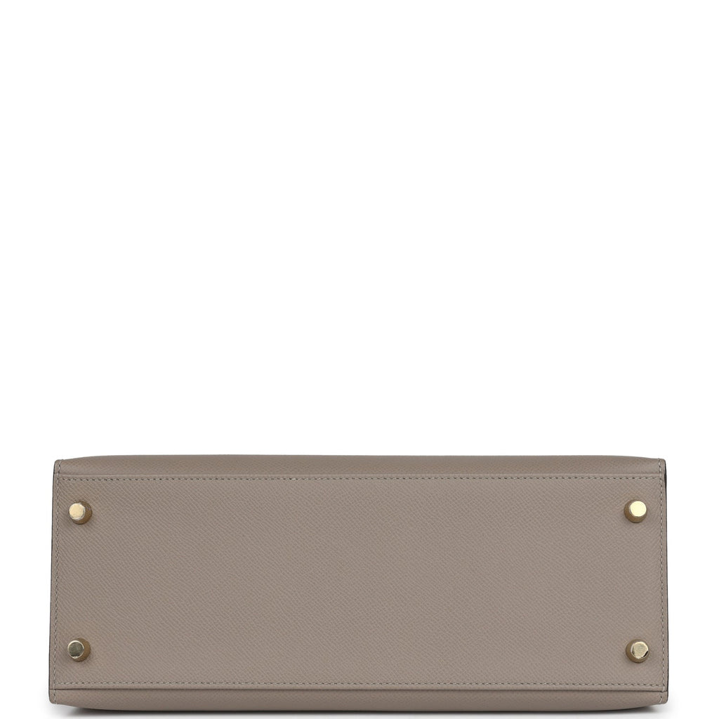 Hermès Special Order (HSS) Kelly Sellier 28 Gris Asphalte Verso Epsom Brushed Gold Hardware