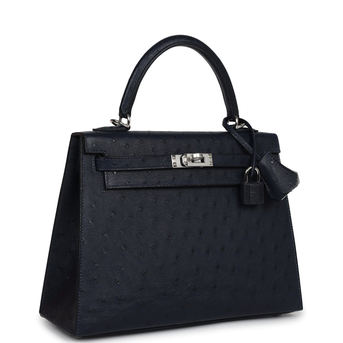 Hermès Special Order (HSS) Kelly Sellier 25 Bleu Indigo Verso Ostrich Palladium Hardware