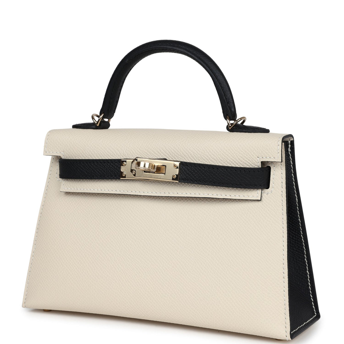 Hermès Special Order (HSS) Kelly Sellier 20 Craie and Black Epsom Permabrass Hardware