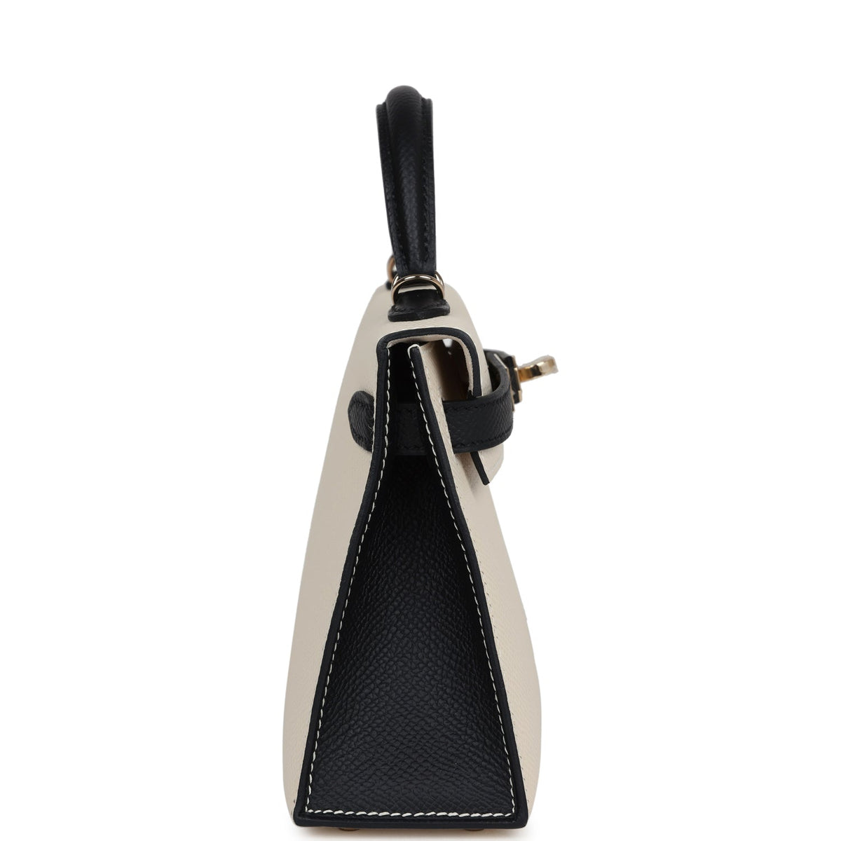 Hermès Special Order (HSS) Kelly Sellier 20 Craie and Black Epsom Permabrass Hardware