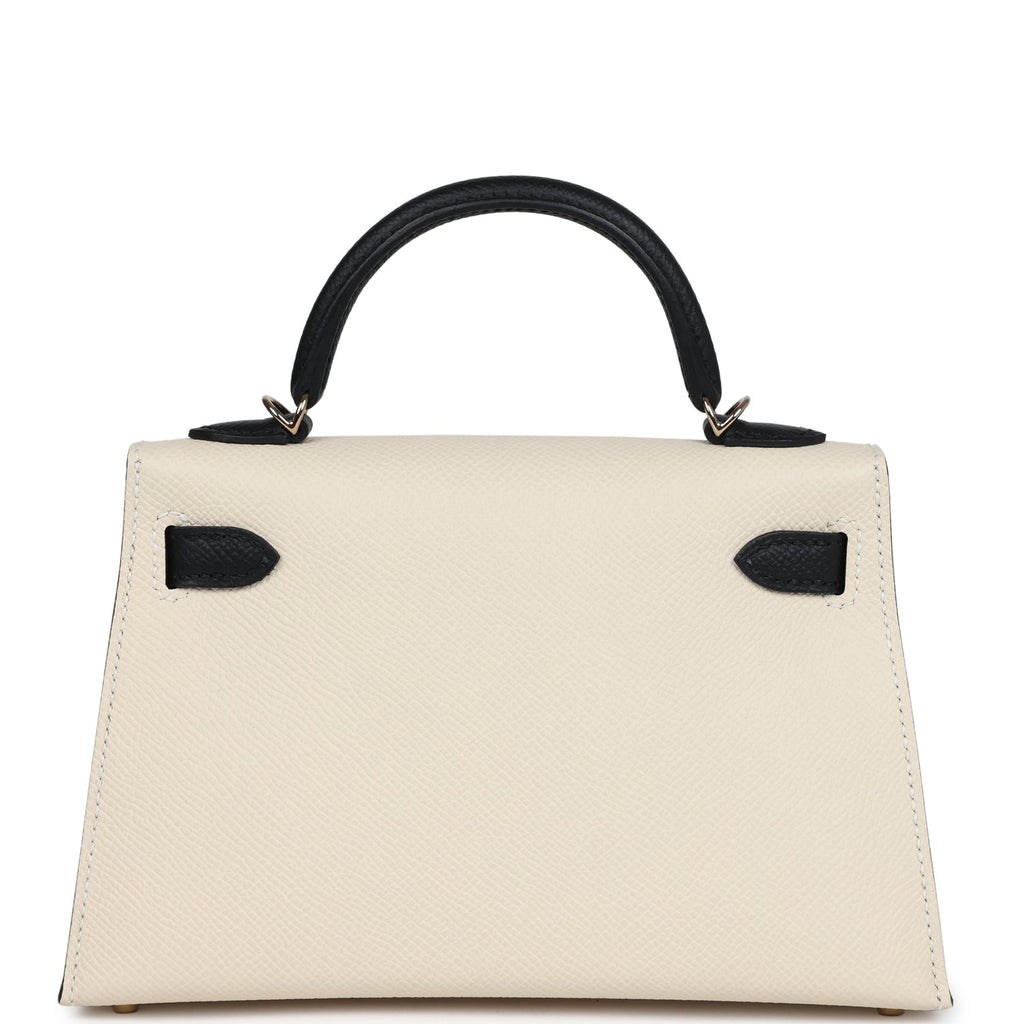 Hermès Special Order (HSS) Kelly Sellier 20 Craie and Black Epsom Permabrass Hardware