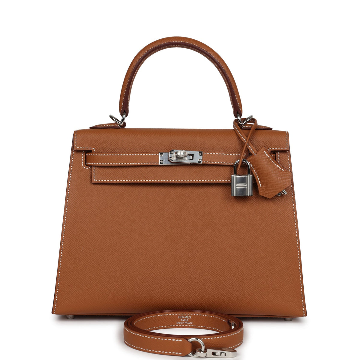 Hermès Kelly Sellier 25 Gold Epsom Palladium Hardware