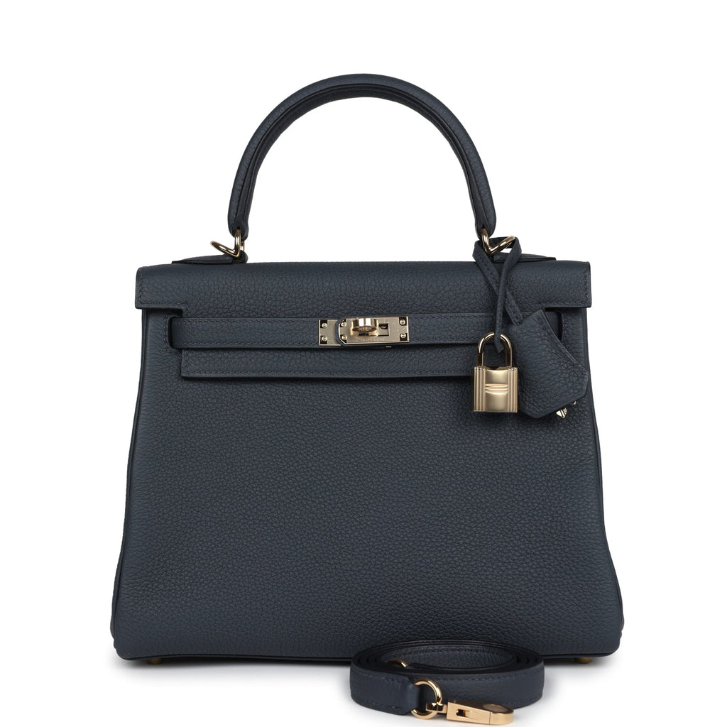Hermès Kelly Retourne 25 Gris Misty Togo Permabrass Hardware