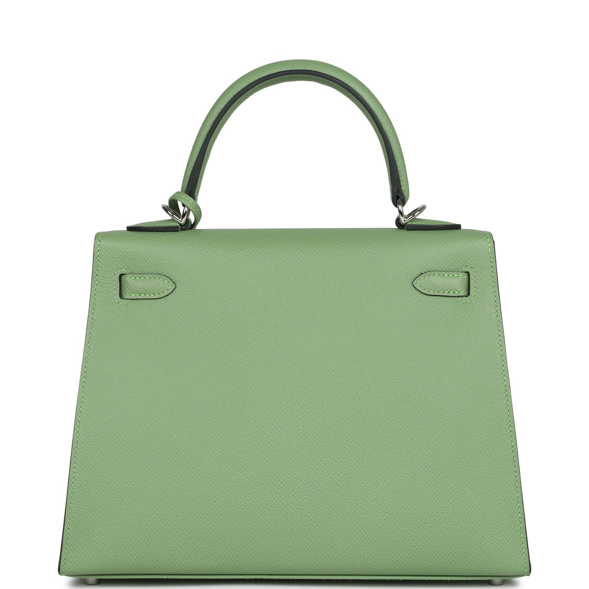 Hermès Special Order (HSS) Kelly Sellier 25 Vert Criquet Verso Epsom Palladium Hardware