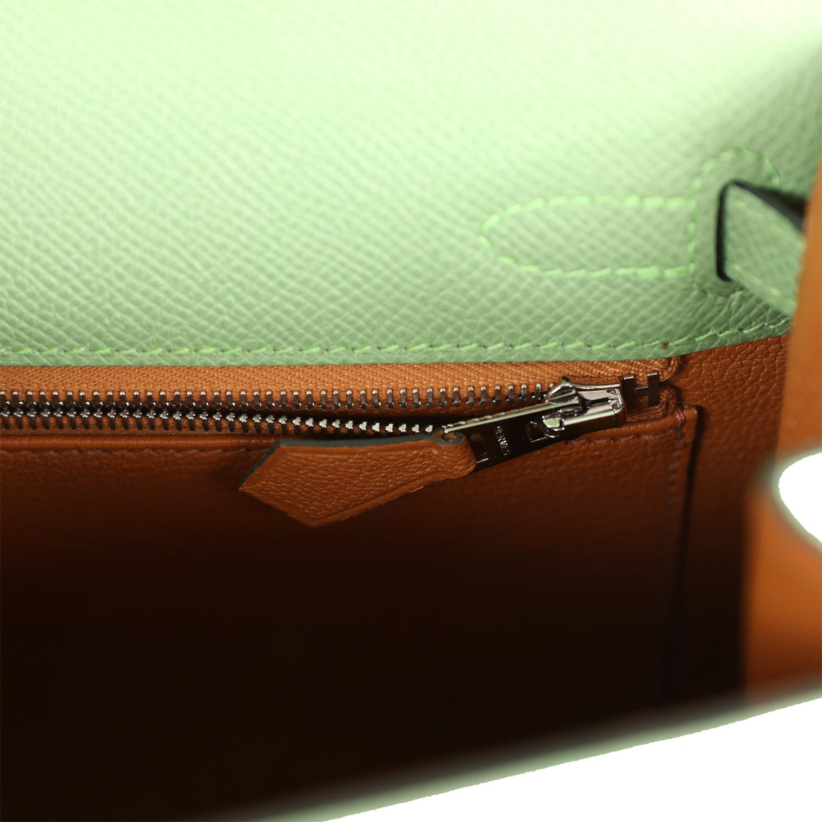 Hermès Special Order (HSS) Kelly Sellier 25 Vert Criquet Verso Epsom Palladium Hardware