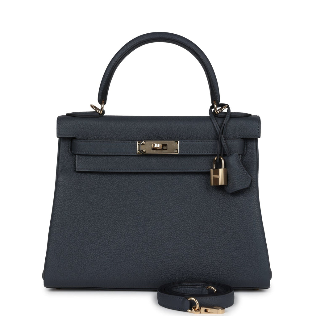 Hermès Kelly Retourne 28 Gris Misty Togo Permabrass Hardware