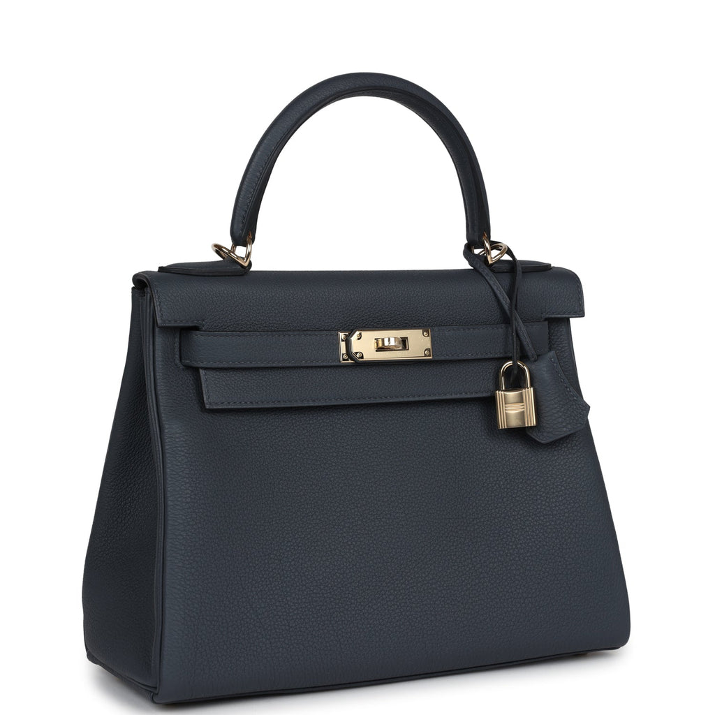 Hermès Kelly Retourne 28 Gris Misty Togo Permabrass Hardware