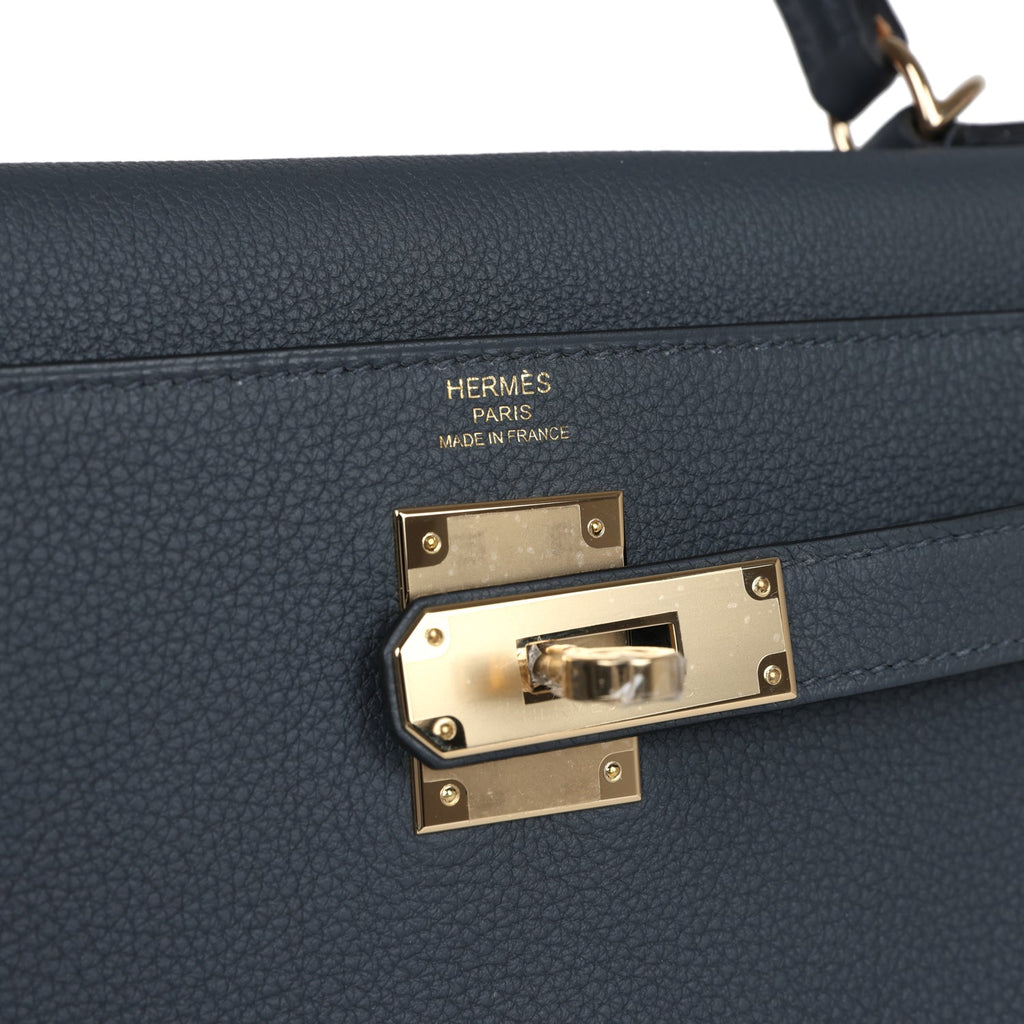 Hermès Kelly Retourne 28 Gris Misty Togo Permabrass Hardware