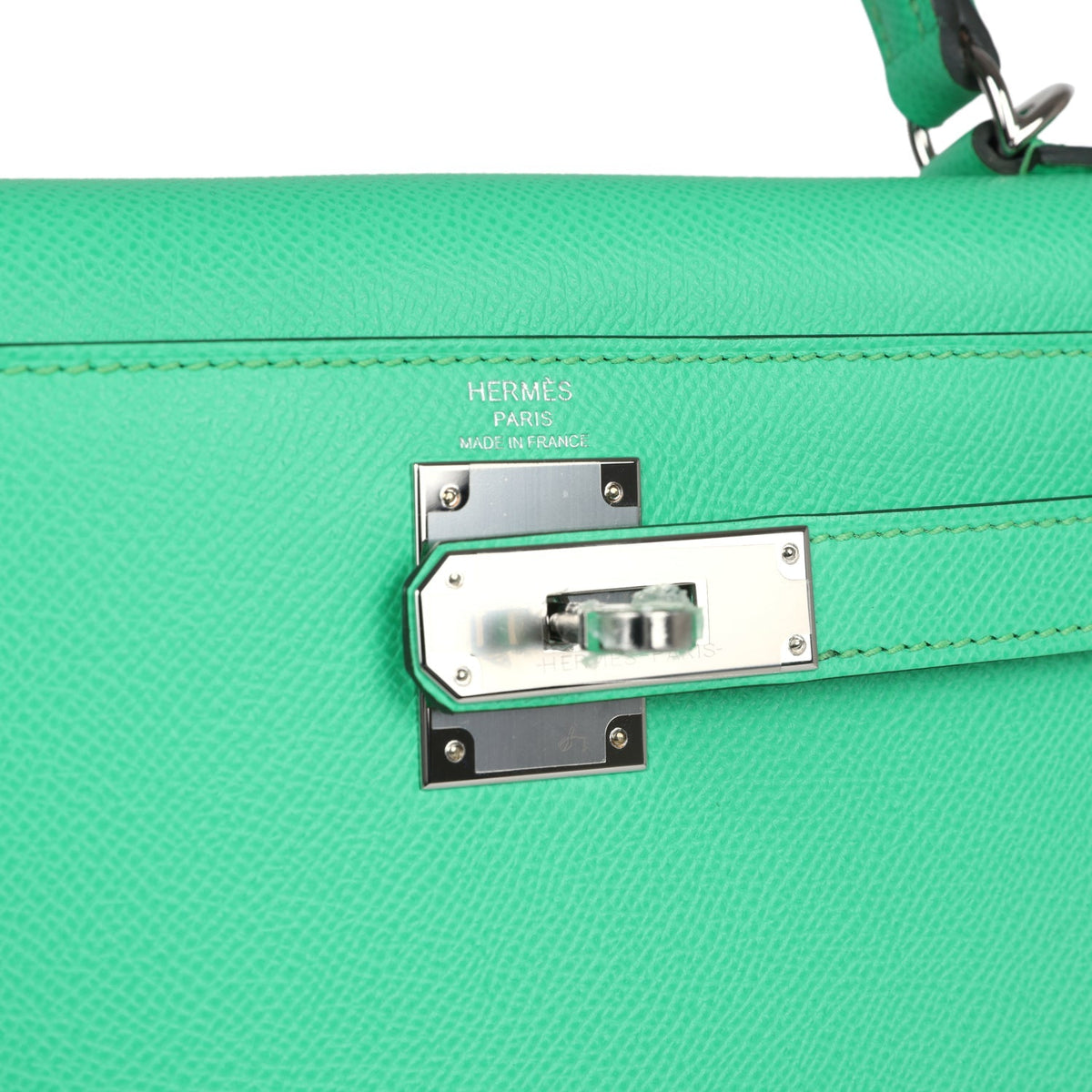 Hermès Kelly Sellier 28 Vert Comics Epsom Palladium Hardware