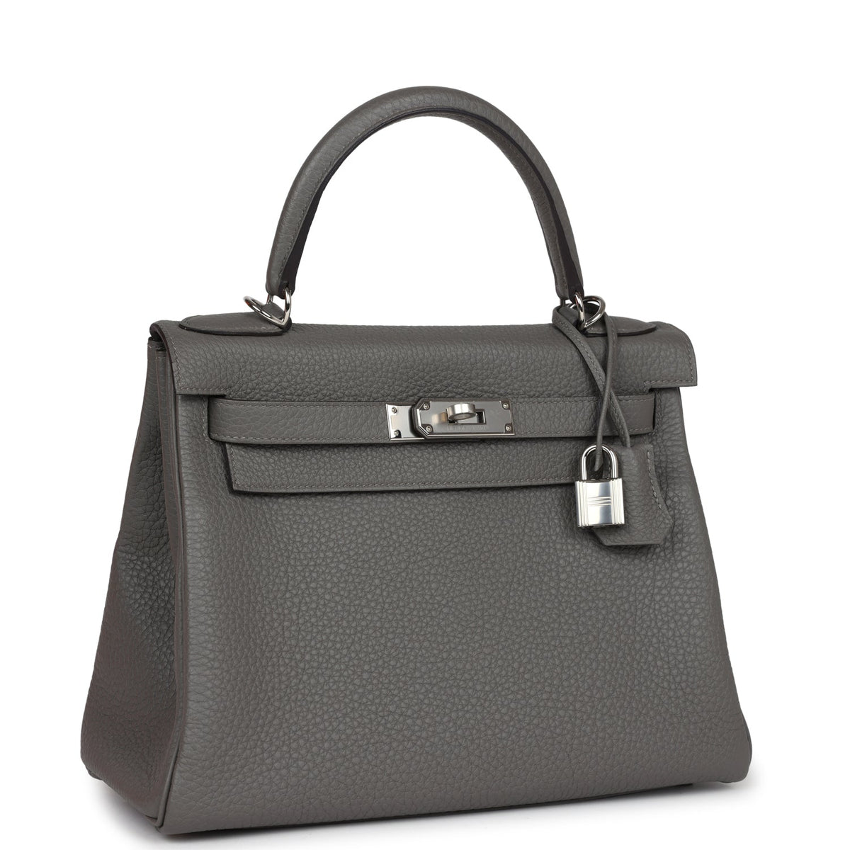 Hermès Kelly Retourne 28 Gris Meyer Clemence Palladium Hardware